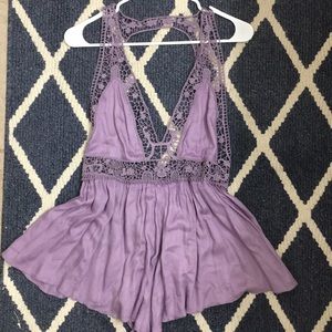 Free People NWT Lilac Crochet Romper